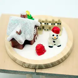 Casa de nieve navideña para muñecas, mini decoración
