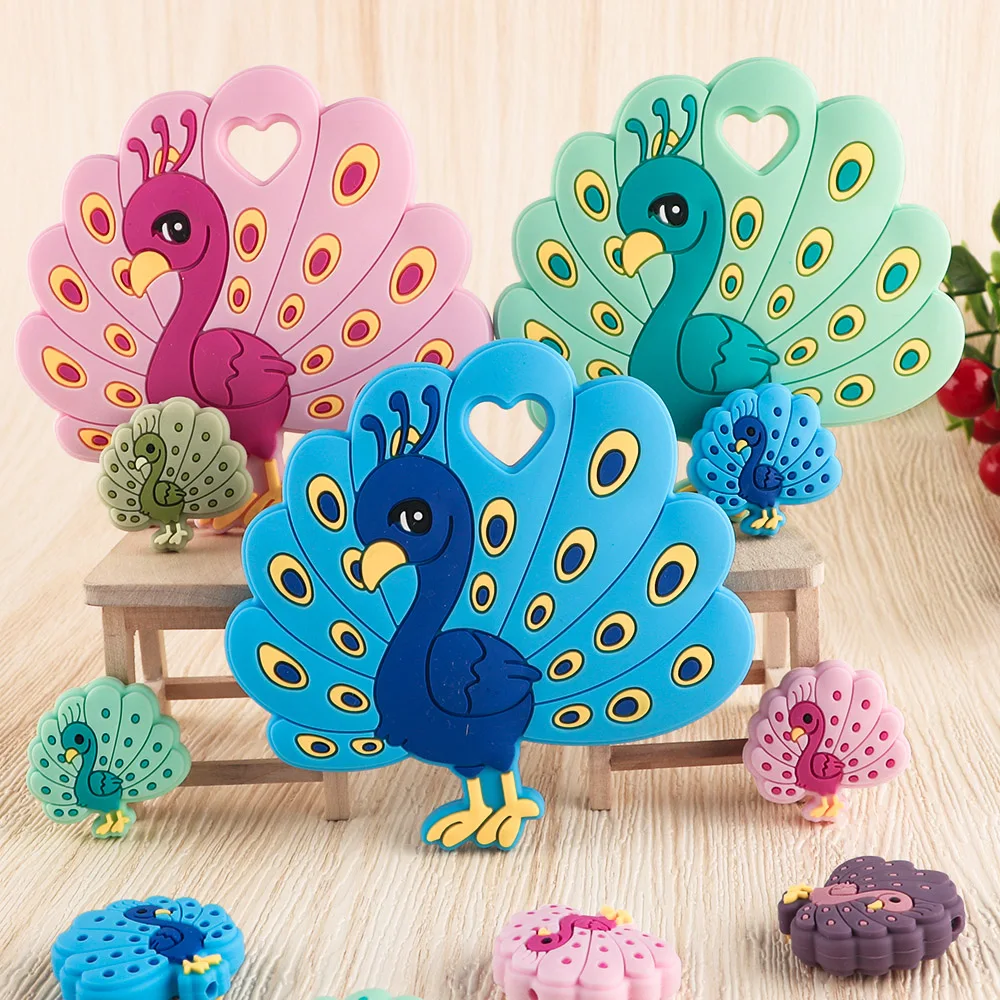 Kovict cuentas de silicona loro pavo real para collar artesanal
