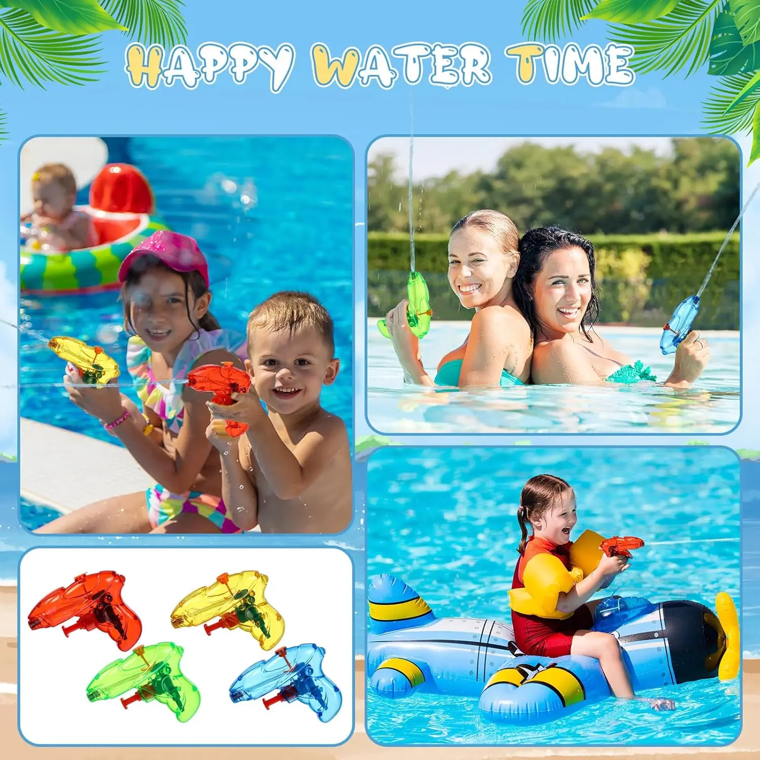 Pistola de agua infantil con chorro, pequeña y divertida para playa - imagen 5