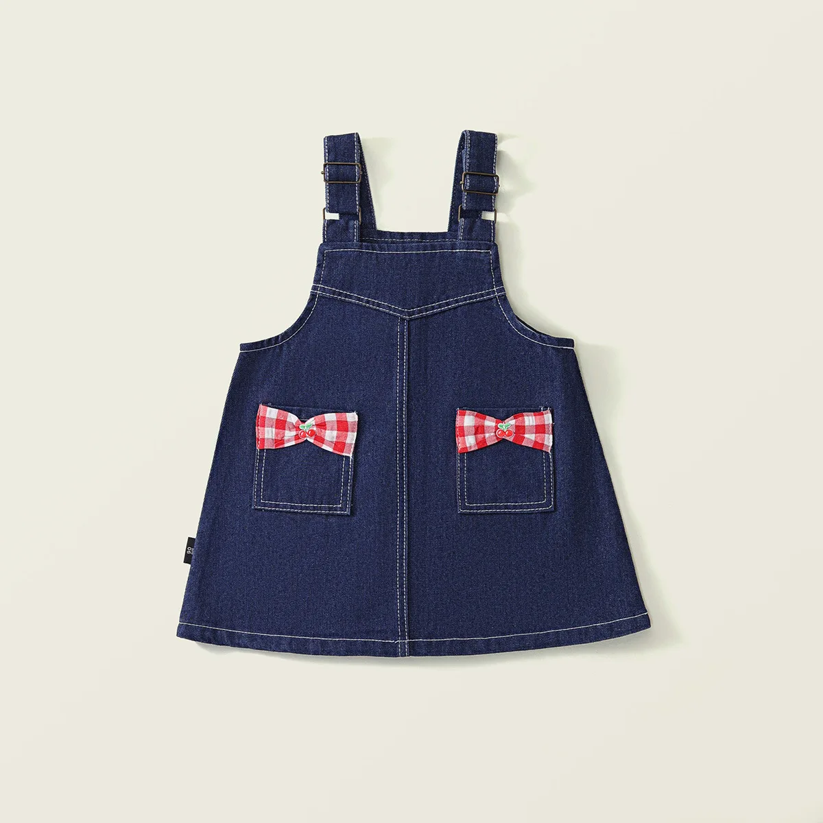 Vestido vaquero con lazo y top a cuadros para niña - imagen 5