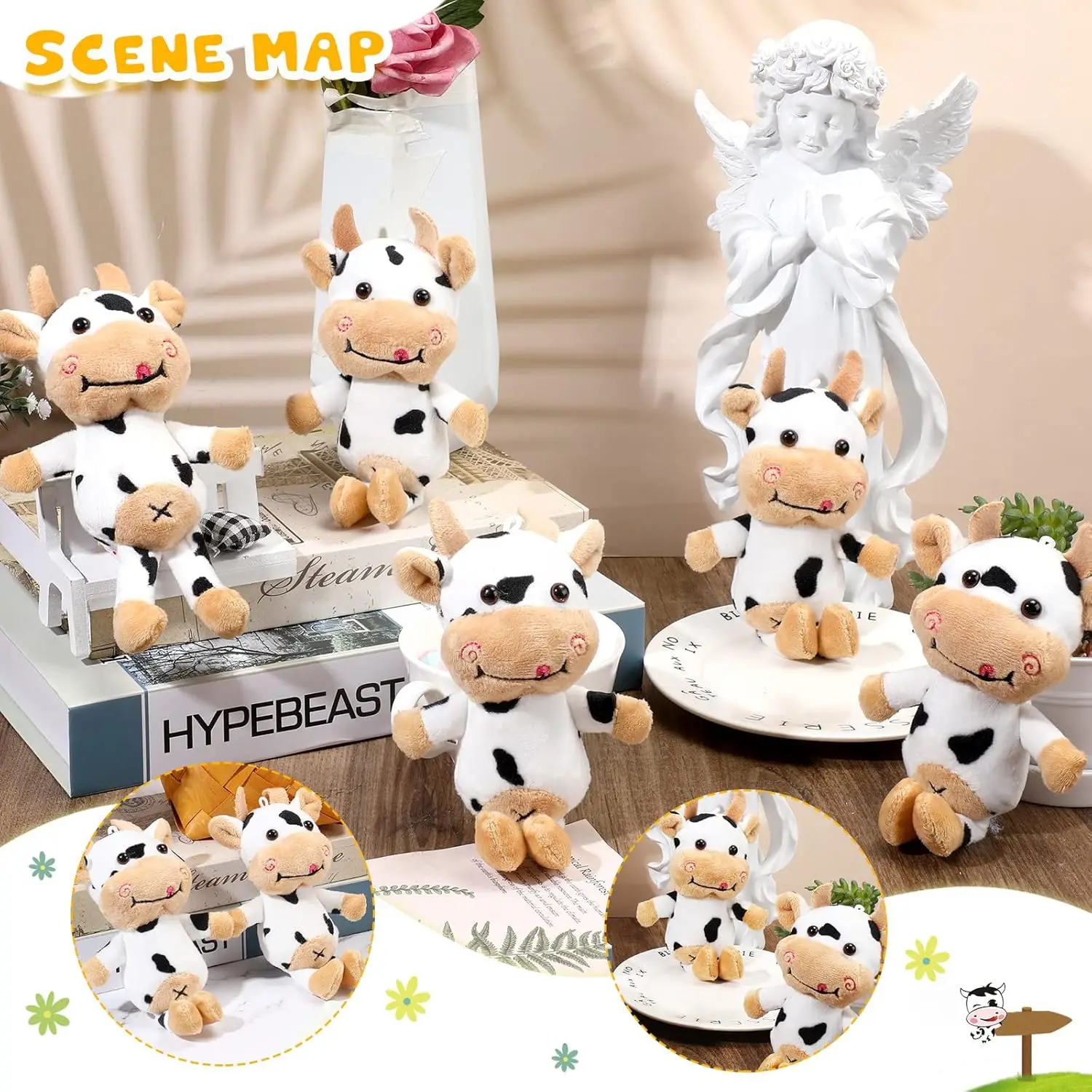 Llavero de peluche con forma de vaca – Ideal para niños y bebés