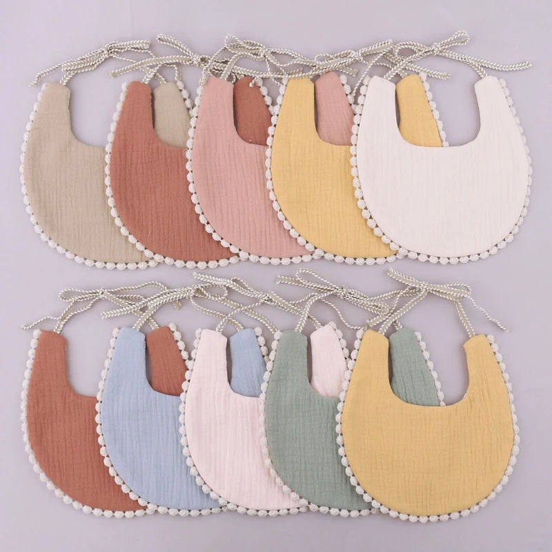 Pañuelo babero doble cara con borlas y estampado floral para bebé - imagen 5