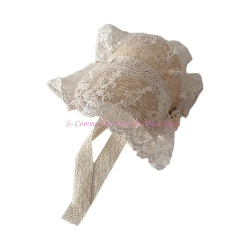 Sombrero de paja con cordones para niña – Protección solar - imagen 2