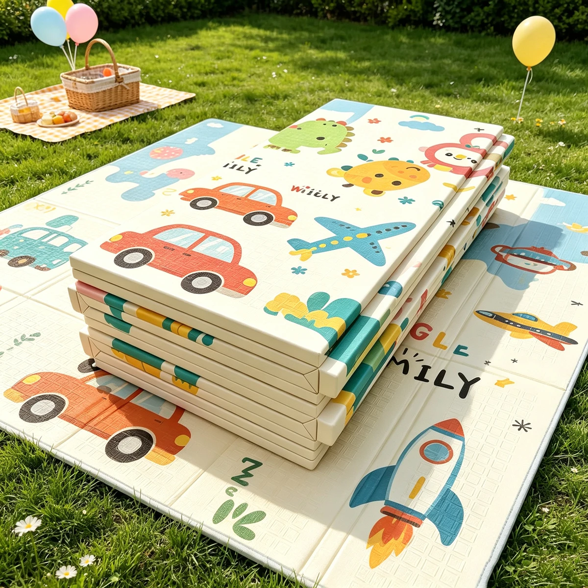 Alfombra de juego para bebés en espuma doble cara antideslizante - imagen 2