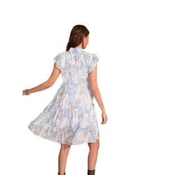 Vestido de embarazo en gasa estampada con cuello V