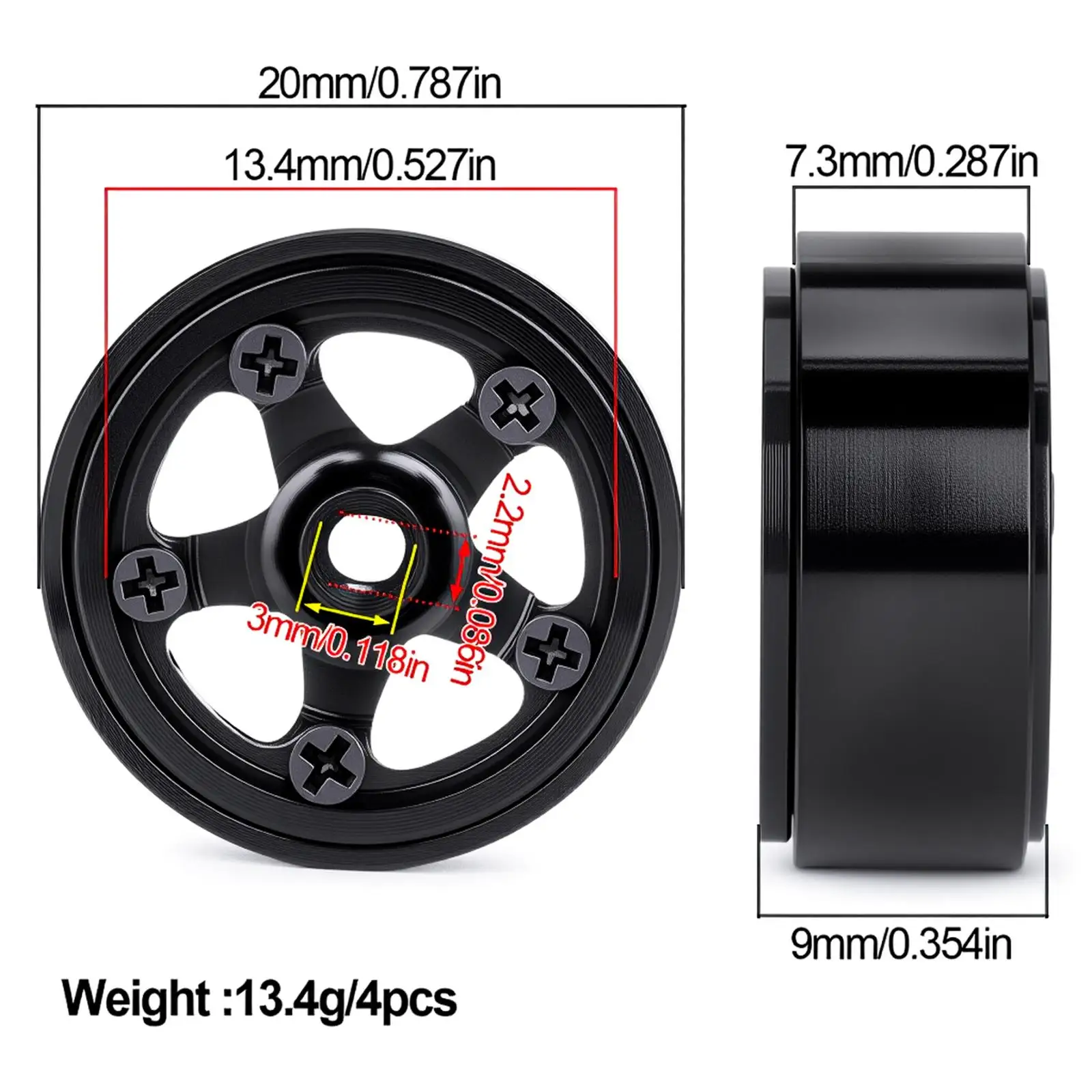 Llantas RC beadlock de aluminio para crawler todoterreno - imagen 4