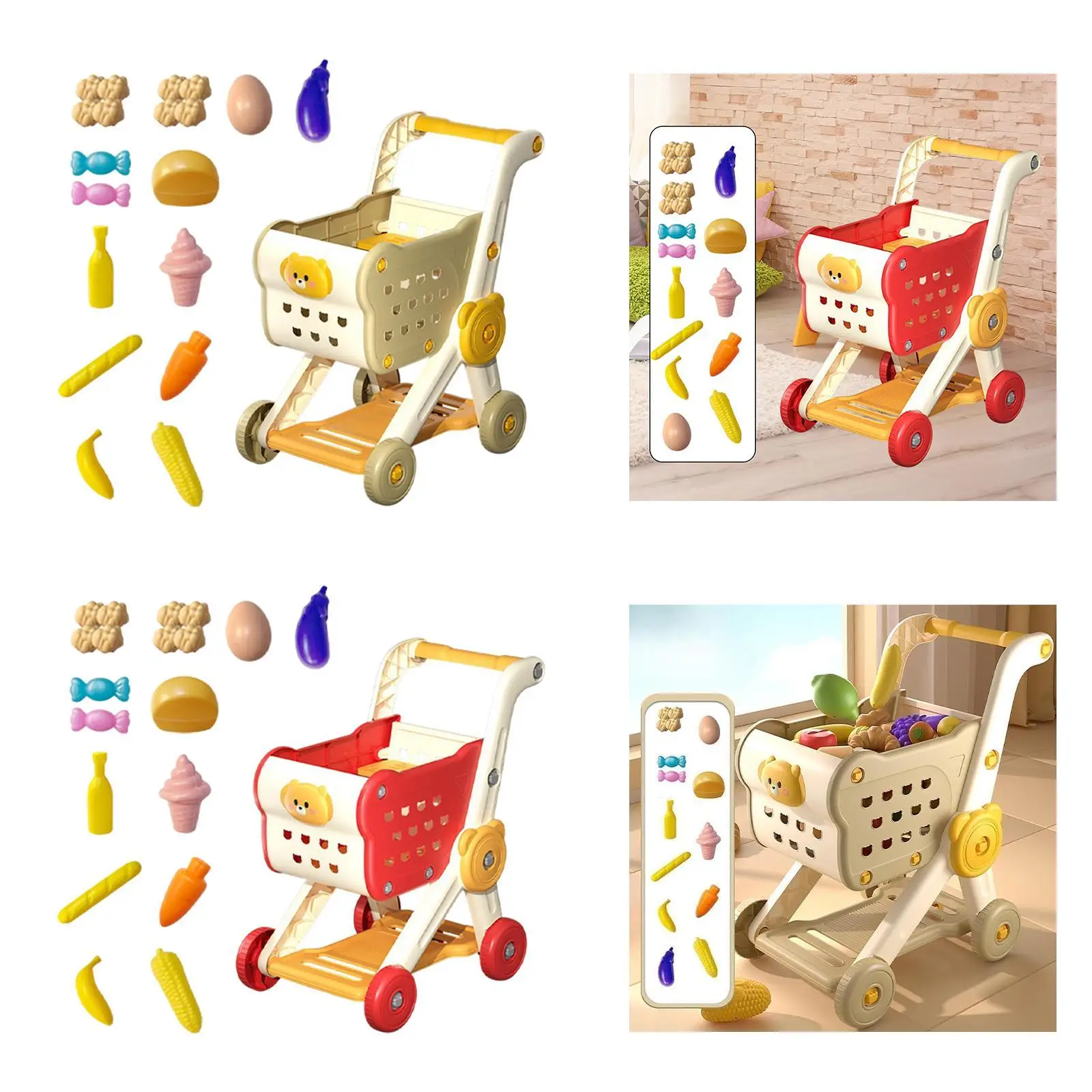 Carrito de la compra interactivo con comida de juguete para niños - imagen 3