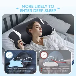 Almohada cervical ergonómica viscoelástica con funda de seda hielo
