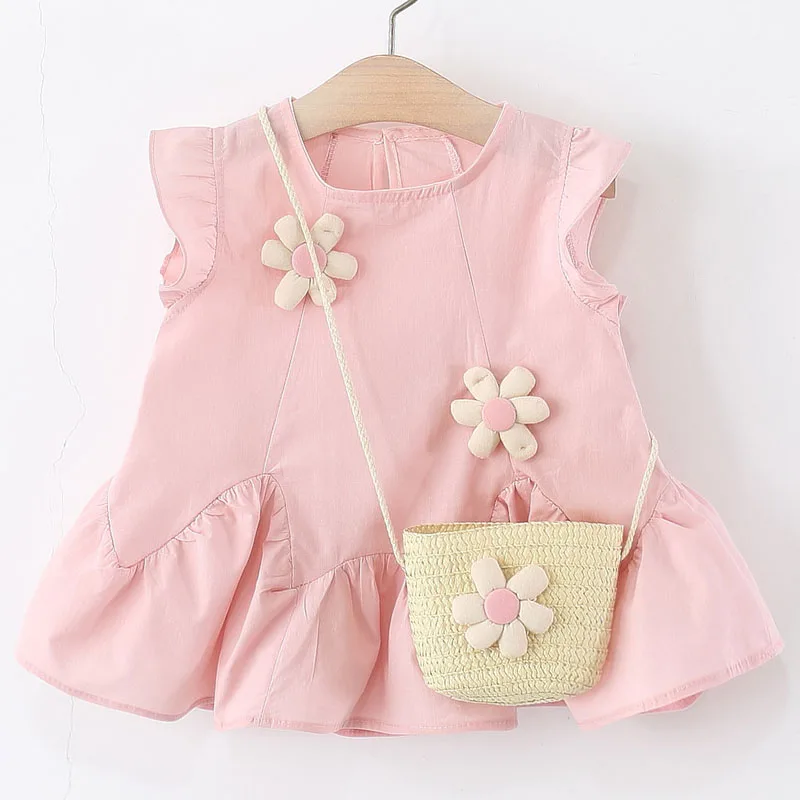 Vestido princesa sin mangas de algodón para niña – conjunto con bolsa - imagen 2