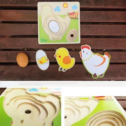 Rompecabezas 3D madera de granja para aprendizaje Montessori