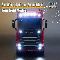 Camión RC de ingeniería Huina con luces y sonido para niños