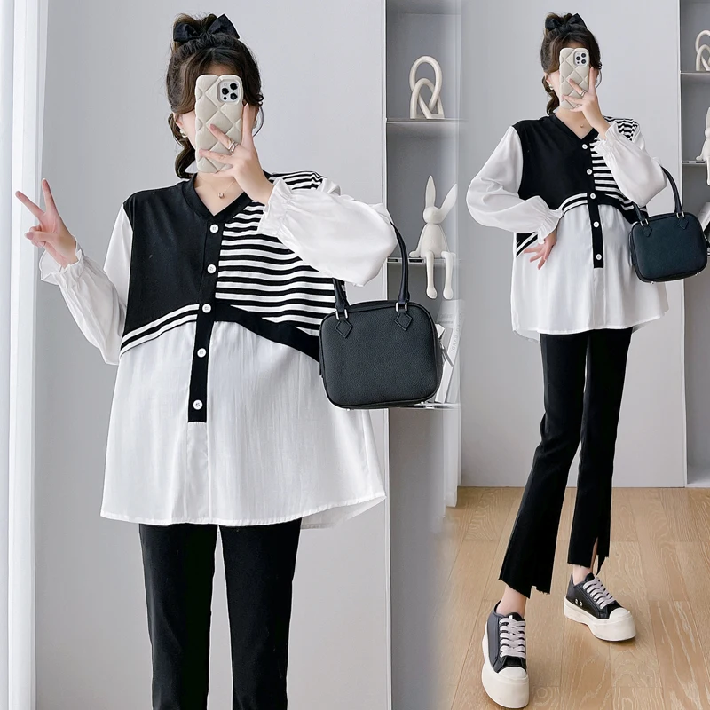 Blusa de embarazo patchwork suelta estilo coreano - imagen 3