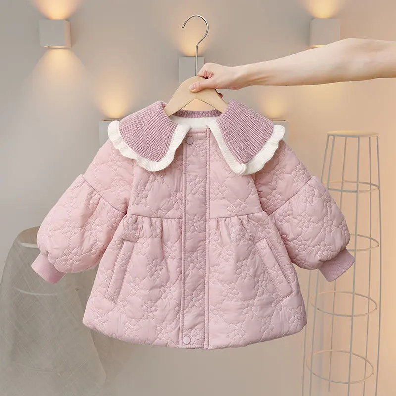 Chaqueta acolchada cálida para niñas con lazo y estilo dulce - imagen 5