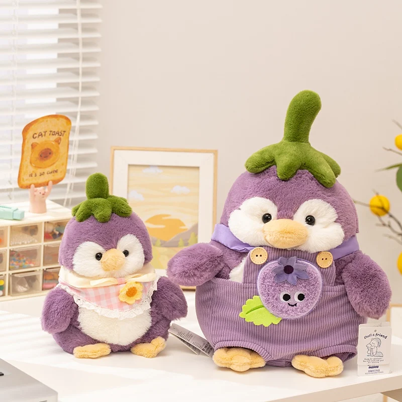 Peluche de pingüino tierno morado en forma de berenjena - imagen 3