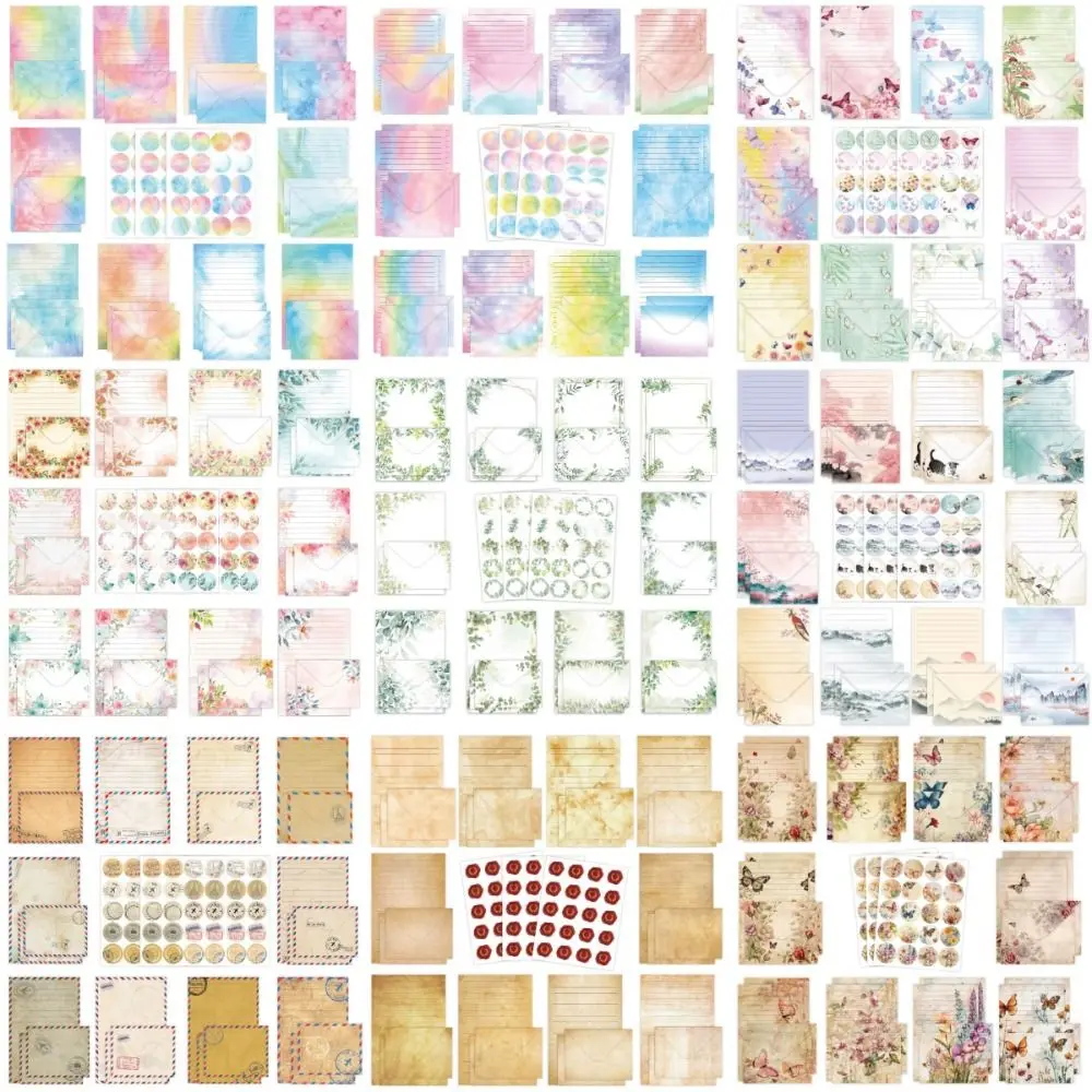 Set de cartas y sobres de acuarela de manualidades vintage - imagen 5