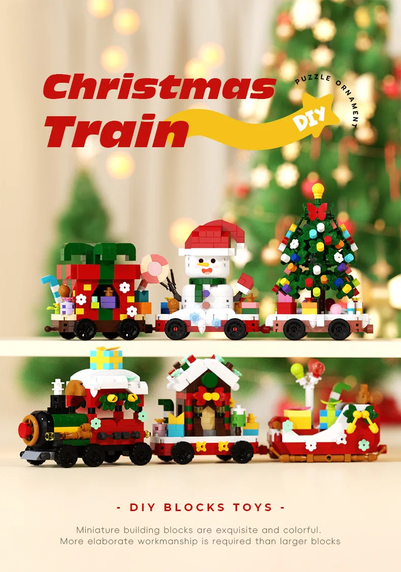 Mini juego de bloques de Navidad con escena invernal