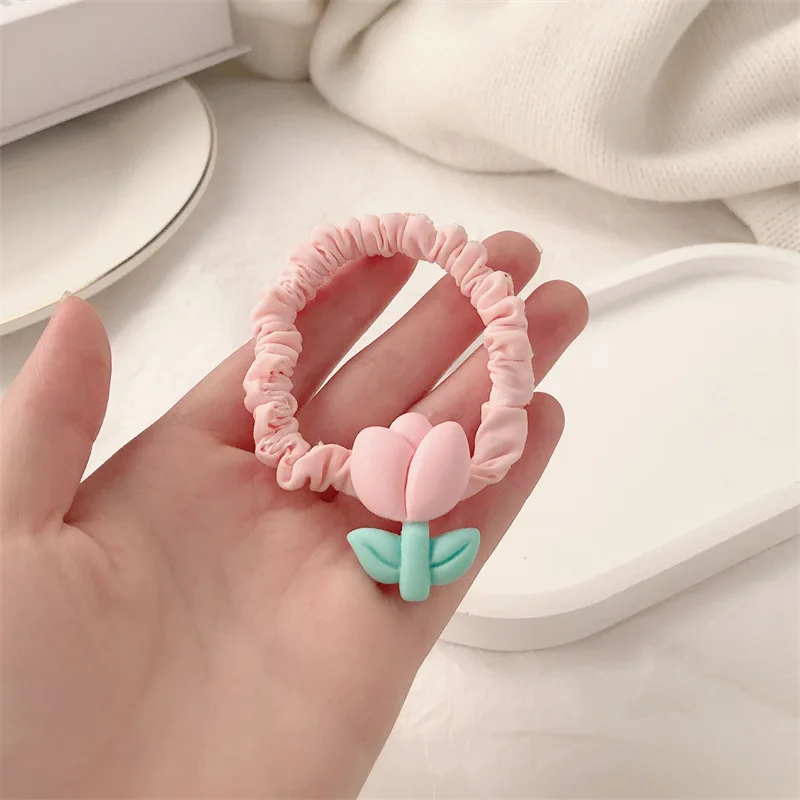 Banda para el pelo de niña tipo scrunchie con flor tulipán - imagen 3