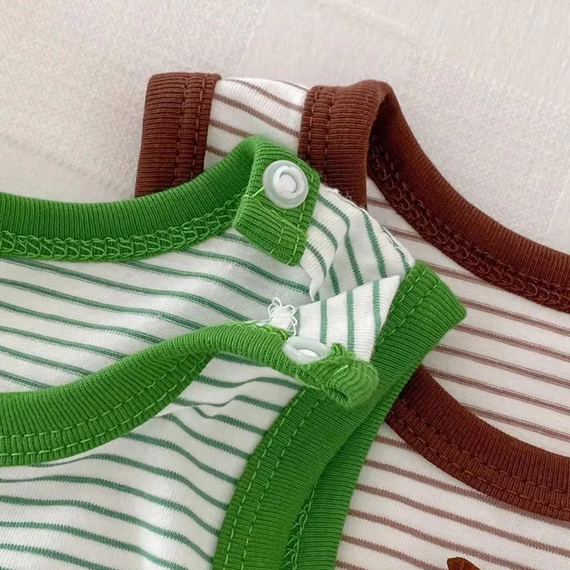 Body sin mangas de bebé unisex veraniego con rayas y dibujos animados