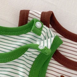 Body sin mangas de bebé unisex veraniego con rayas y dibujos animados
