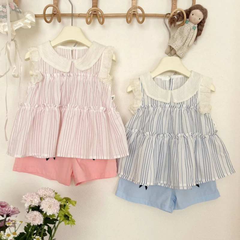 Conjunto infantil de verano con chaleco a rayas y pantalón corto - imagen 5