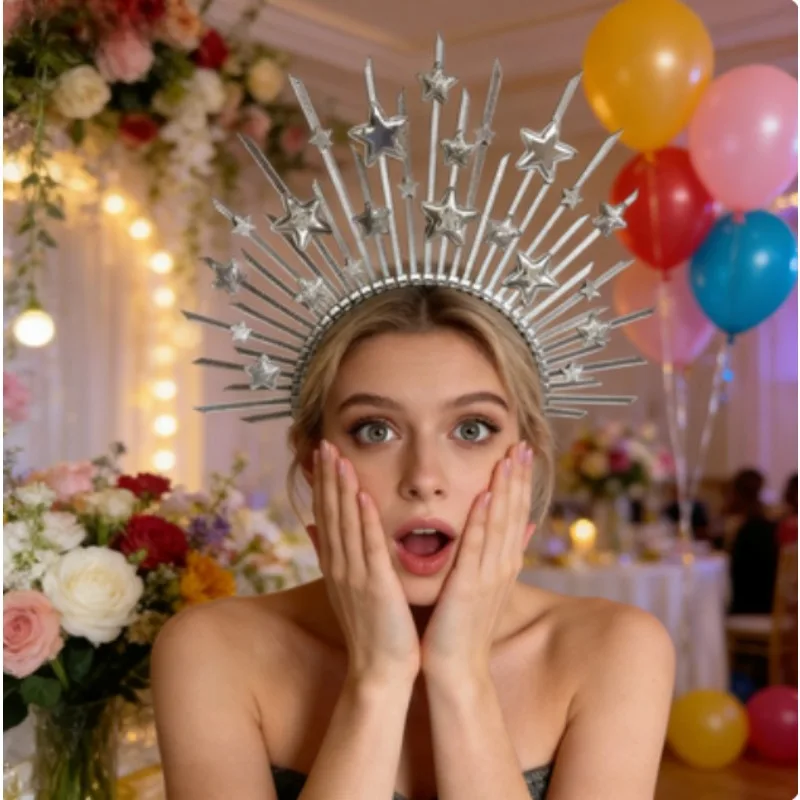 Tiara estrellada de diosa para disfraz, fiesta y cumpleaños - imagen 2