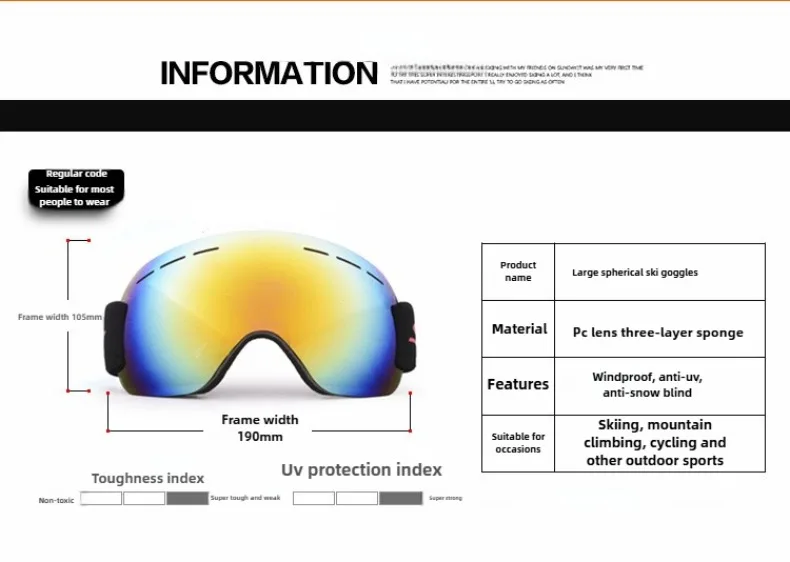 Gafas de esquí antivaho con diseño listo para nieve