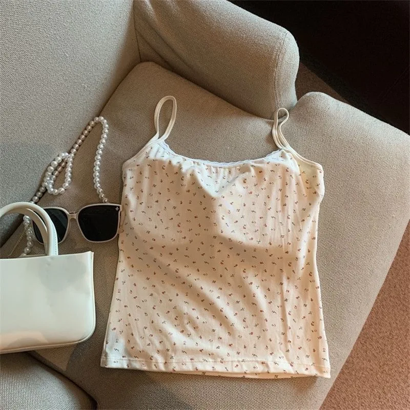 Camisola sin mangas de rayón con estampado floral de osito