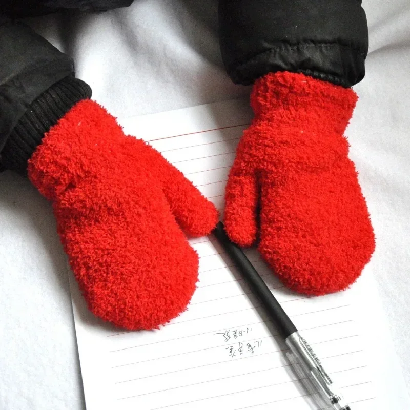 Manoplas cálidas para niños – Guantes color sólido para otoño invierno - imagen 4