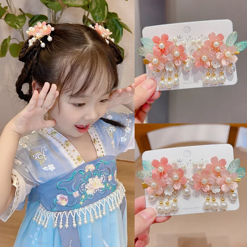 Tocado Hanfu infantil con borla y perlas