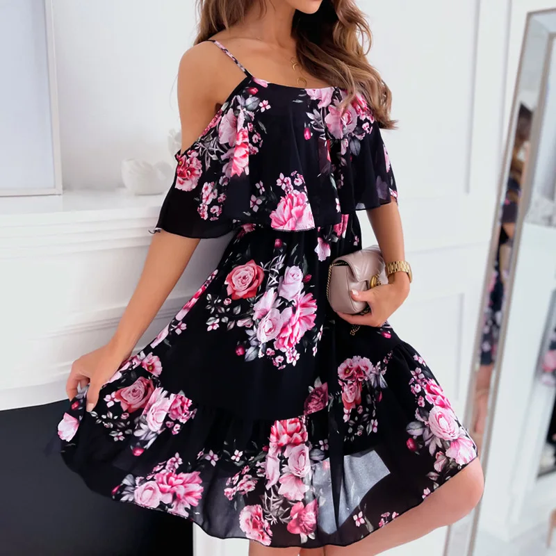 Vestido de embarazada antideslizante gasa floral hasta rodilla