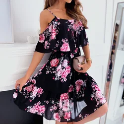 Vestido de embarazada antideslizante gasa floral hasta rodilla