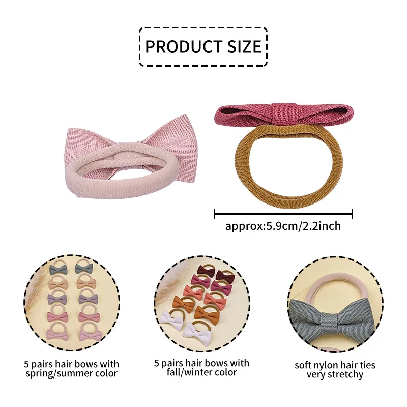 Elásticos de pelo arco suave en algodón y lino para niña - imagen 3