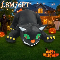 Gato inflable Halloween con luz LED integrada y cabeza vibrante