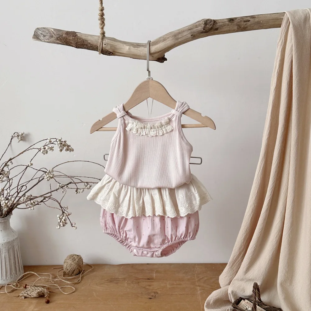 MILANCEL chaleco de verano bebé sin mangas con encaje dulce para niña - imagen 4