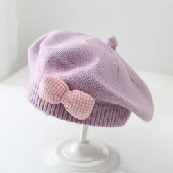 Gorro de invierno tejido con lazos princesa para bebé niña suave