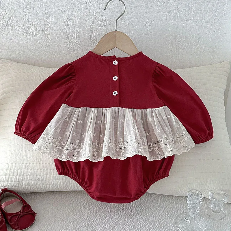 Herfst Body bebé de manga larga para niña con estampado princesa roja - imagen 5