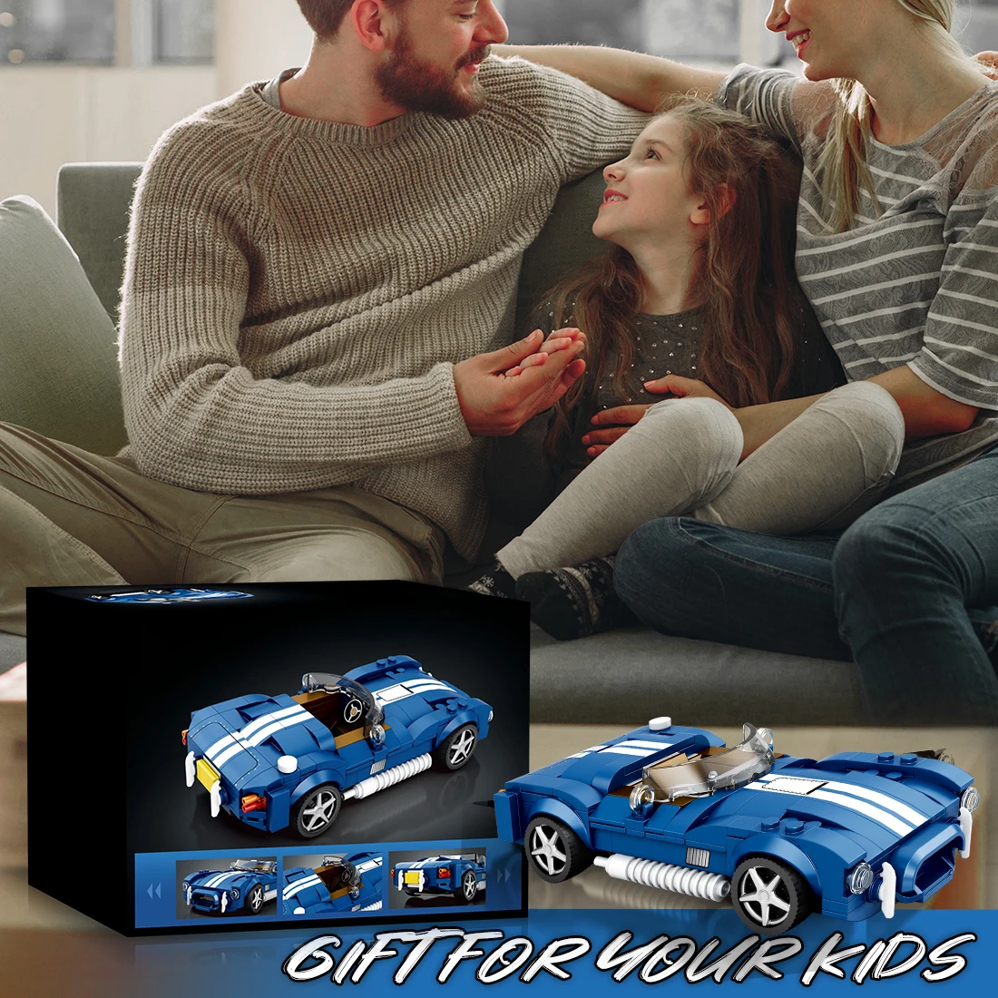 Bloques de construcción para coches deportivos azules - DIY para niños - imagen 5