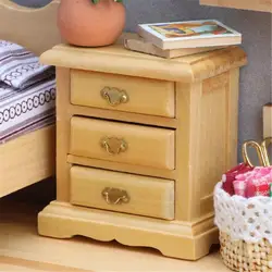 XXFE Mesita de noche de madera para muñecas con cajón que abre realista