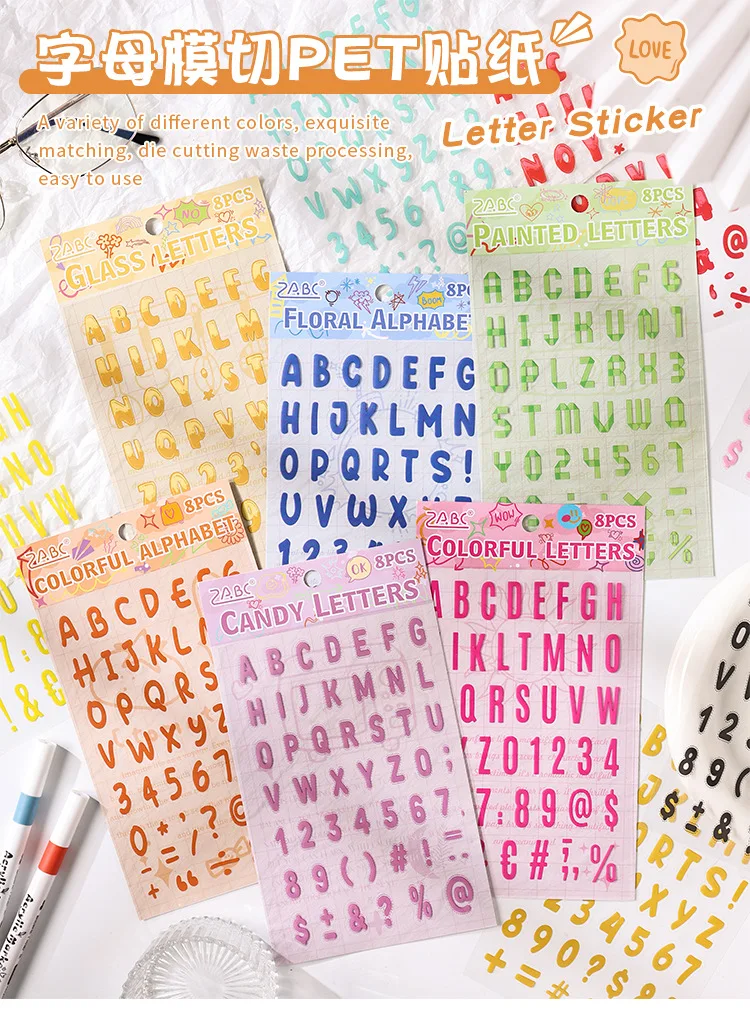Pegatinas de letras adhesivas en película PET