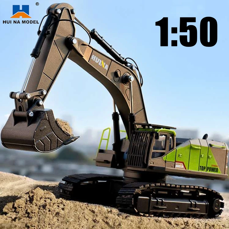 Huina excavadora de juguete metálica 1721 réplica para niños - imagen 2