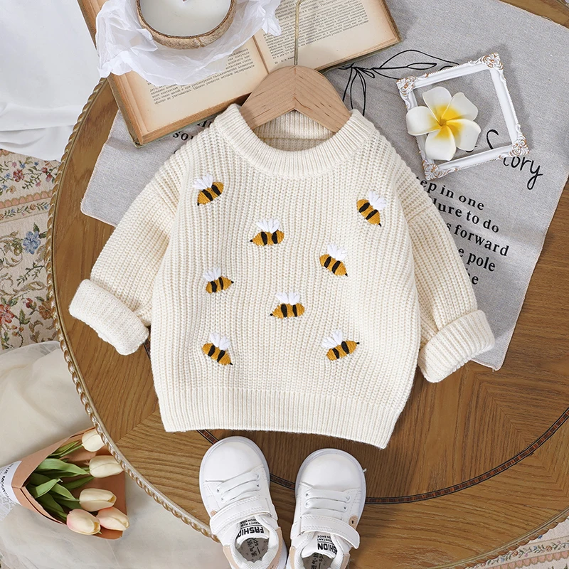 Suéter blanco para bebé de manga larga tejido unisex otoño invierno - imagen 5