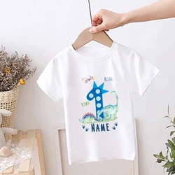 Camiseta infantil personalizada con dinosaurio - texto I Wake