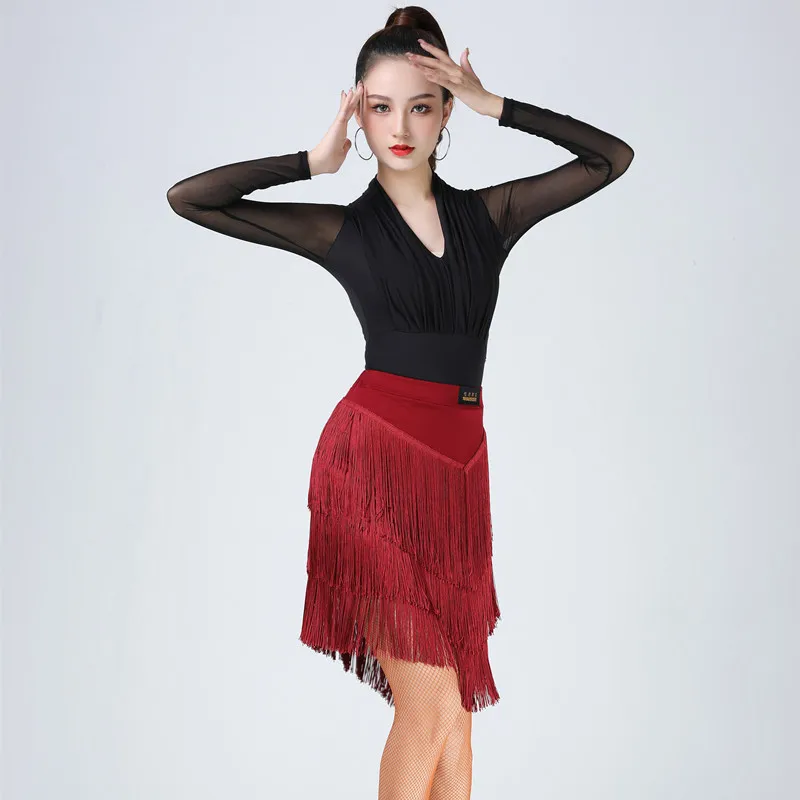 Vestido de baile latino con borlas y falda de flecos para mujer - imagen 3