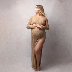 Vestido largo de punto maternidad con hombros descubiertos