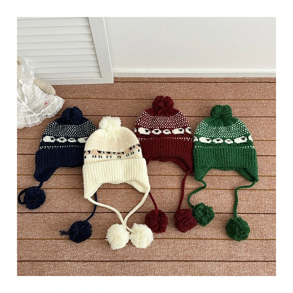 MILANCEL gorro de invierno punto cálido para niños con oveja - imagen 3