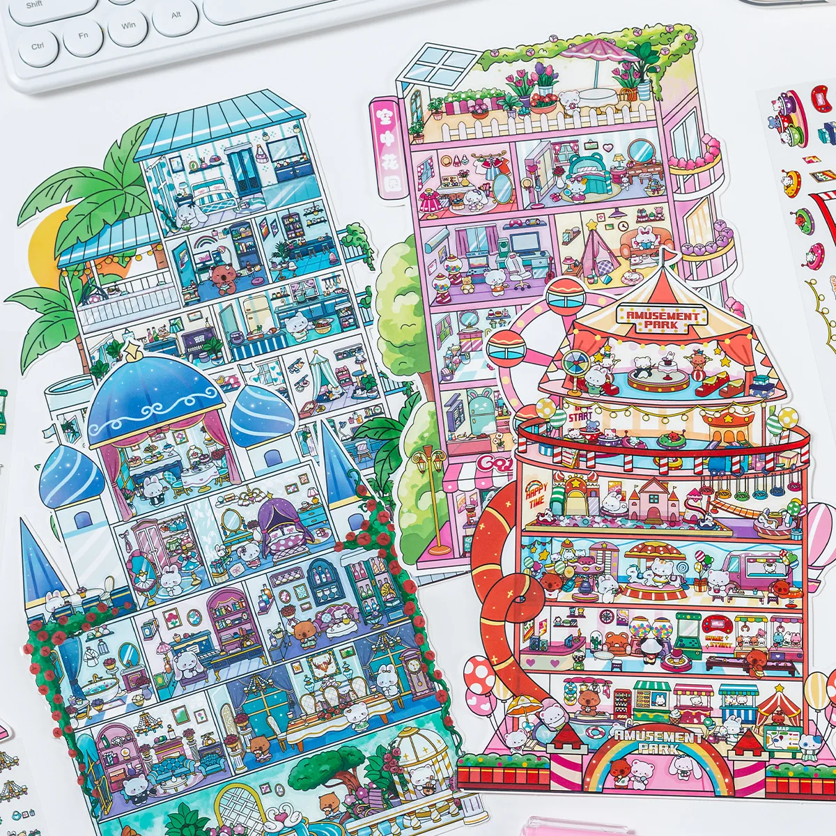 Pegatinas 3D decorativas de pueblo en miniatura para álbumes - imagen 5