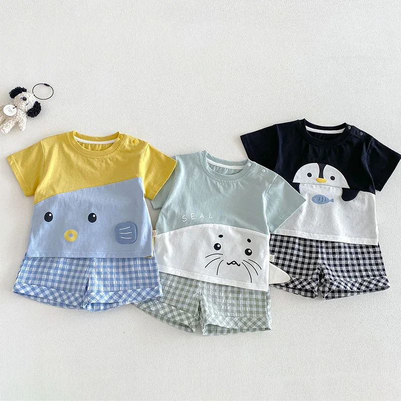 MILANCEL Conjunto verano bebé: camiseta animales y pantalón corto