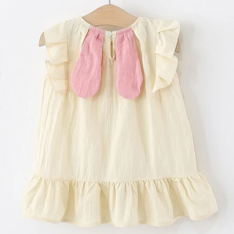 Vestido niña algodón sin mangas – Dibujos animados bolso flores - imagen 3