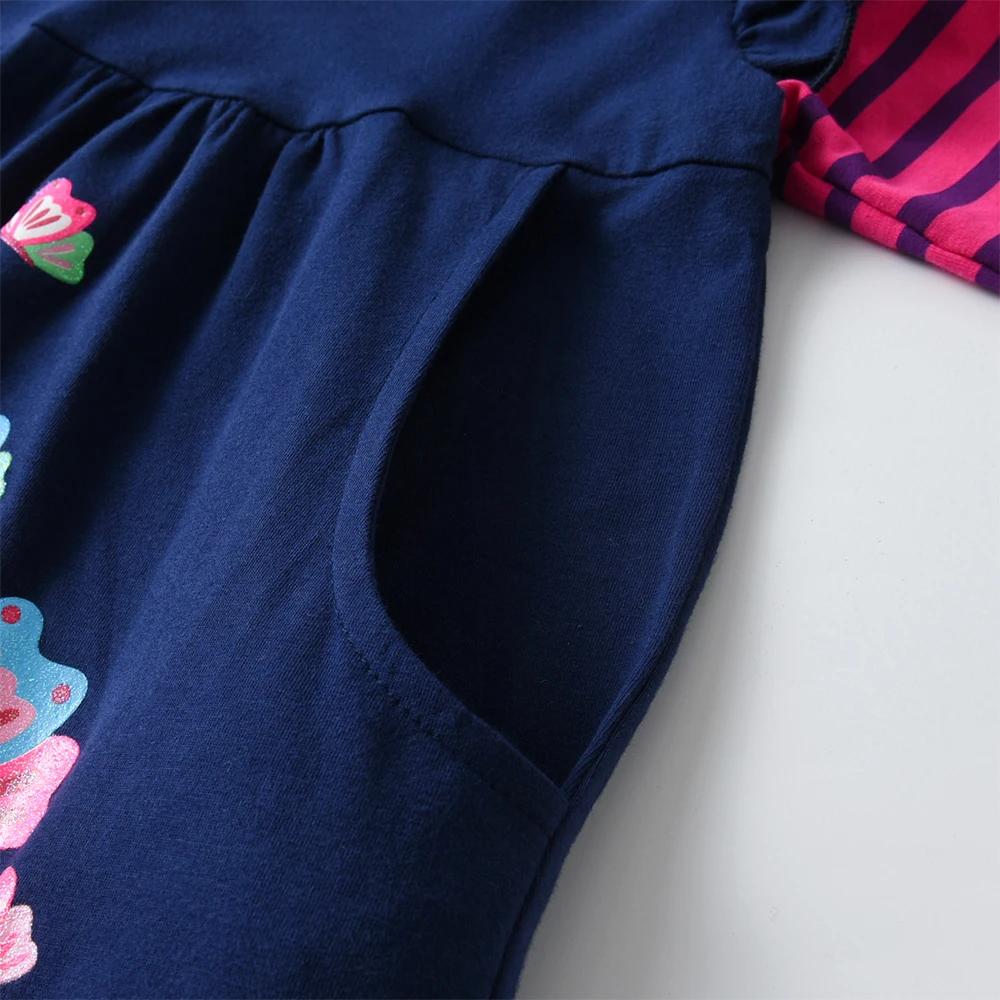 DXTON Vestido de otoño para niñas manga larga rayas algodón - imagen 3