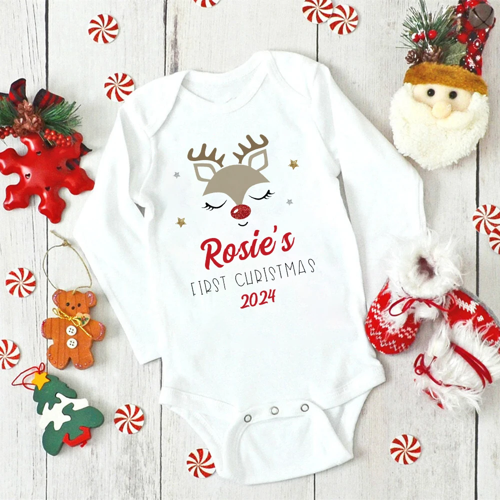 Mameluco recién nacido My 1st Christmas con estampado de ciervos - imagen 5